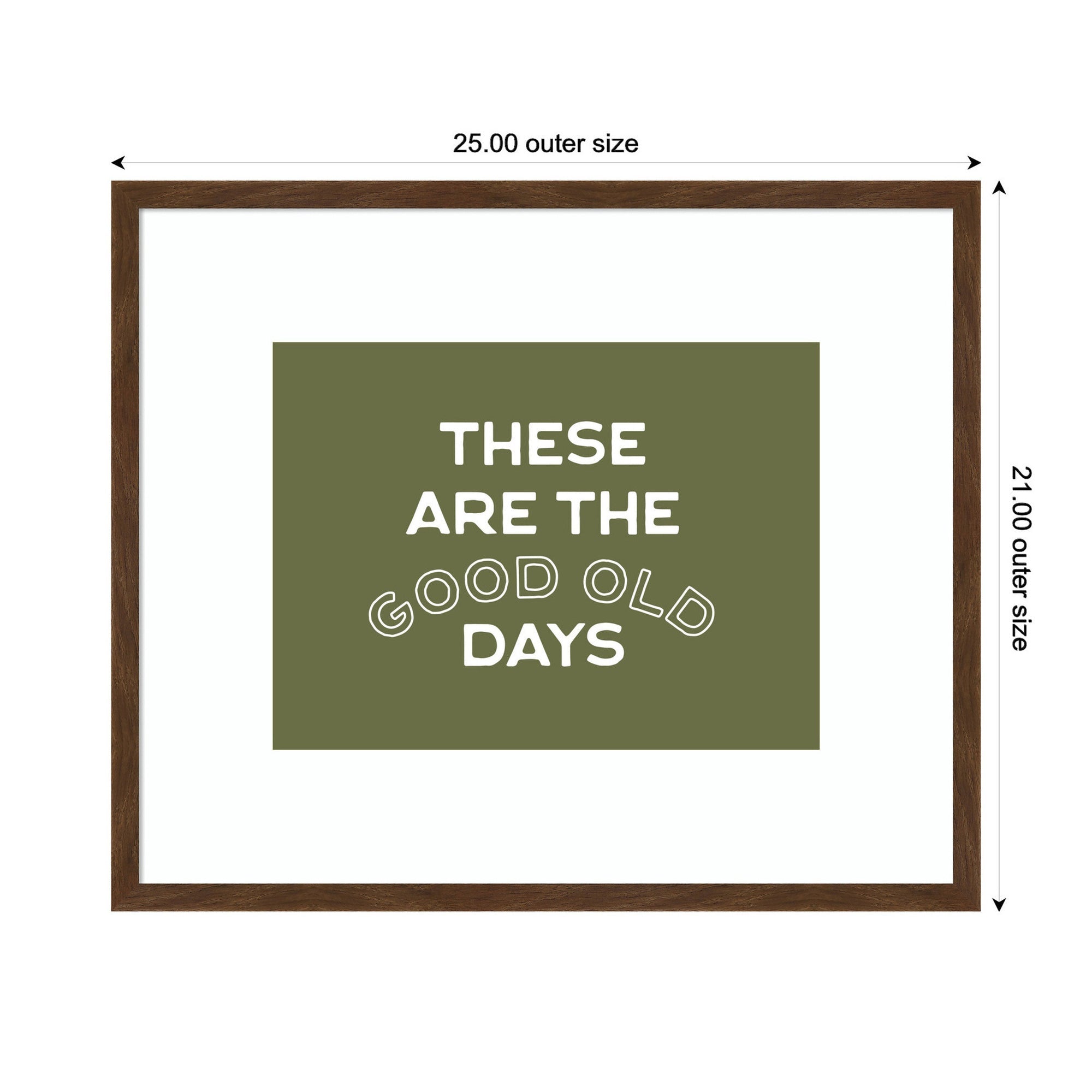 These Are the Good Old Days Retro Poster, Stamped Lettering Sage Green Wall Art Dopamine Decor by Lucky Guava Framed Wall Art Print