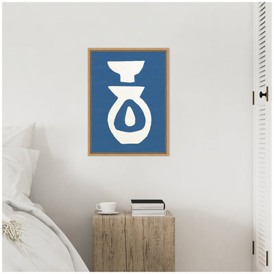 Sylvie Ceramic Blue Beige 1 Framed Canvas by Rocket Jack