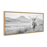 Sylvie Highland Cow Mountain Landscape Black and White Framed Canvas by by kateandlaurel - product image 15 for Resin Society