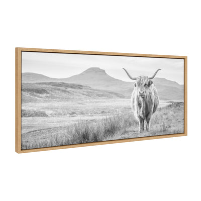 Sylvie Highland Cow Mountain Landscape Black and White Framed Canvas by by kateandlaurel - product image 15 for Resin Society