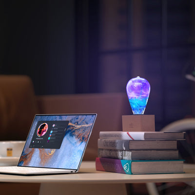 EP Light Faith Resin Table Lamp with wooden base and unique resin design