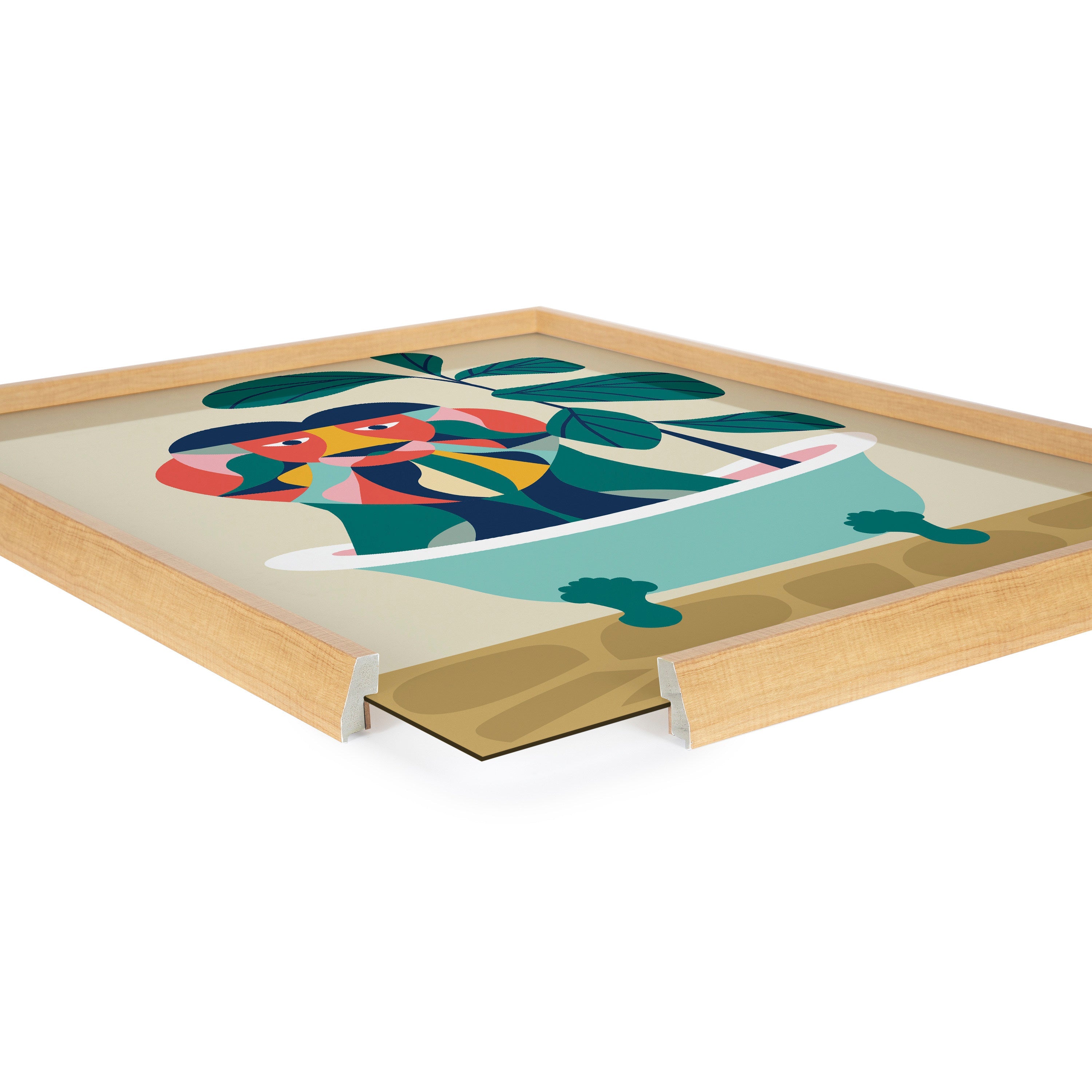 Blake Mid Century Modern Lion in Bathtub Framed Printed Glass by kateandlaurel - product image 16 for Resin Society