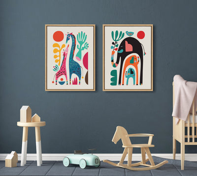 Sylvie Giraffe Love Framed Canvas