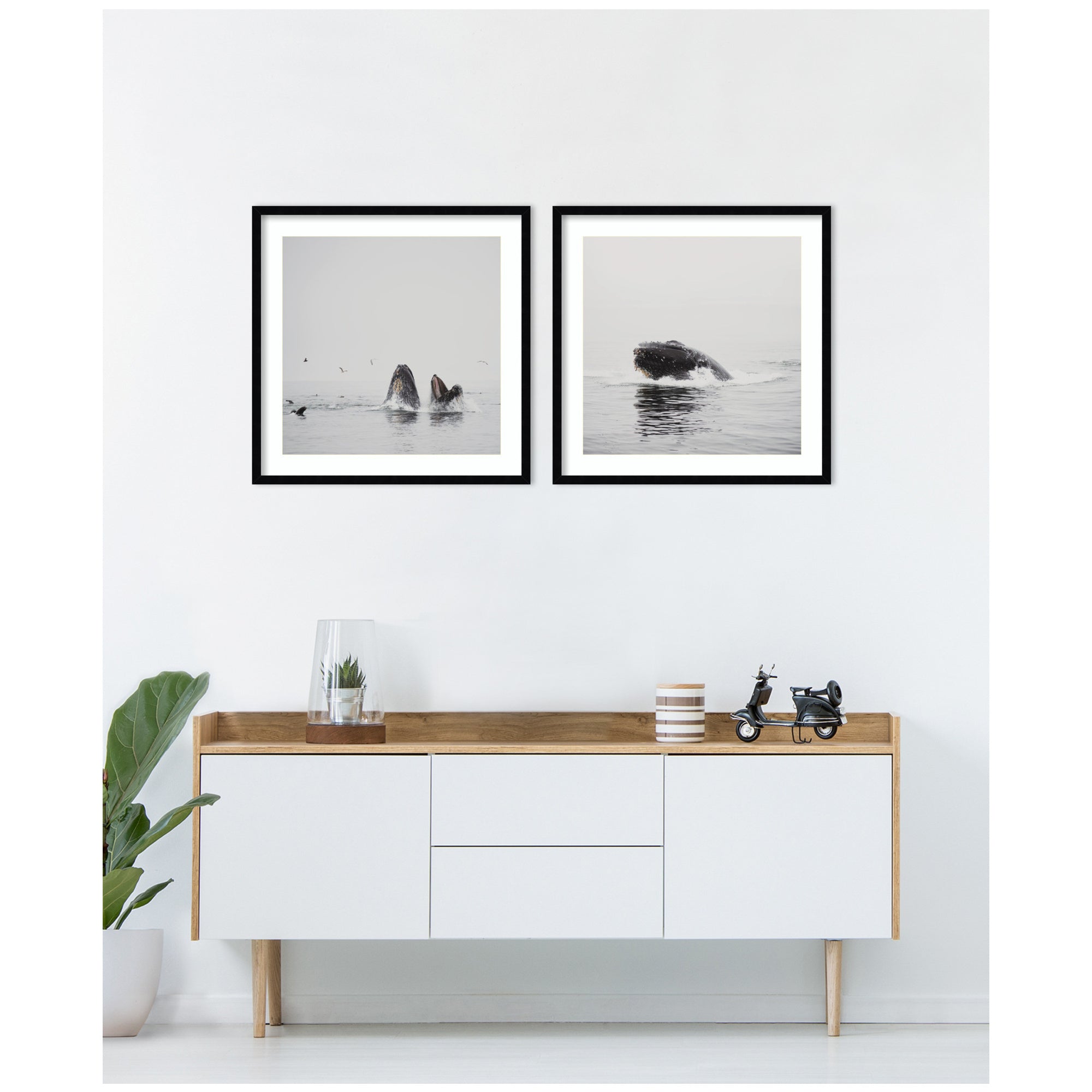 Humpback Whale 2 Piece Framed Wall Art Print Set by Laura Evans