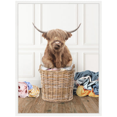 Sylvie Highland Cow Traditional Laundry Framed Canvas by kateandlaurel - product image 3 for Resin Society