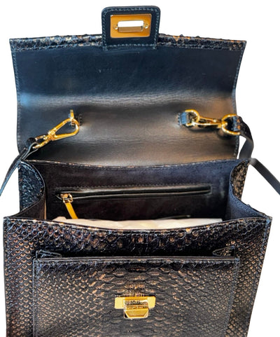 Noir d’Or Horse Handle Handbag Authentic Black and Gold Python by Allysa Payne Beverly Hills - product image 8 for Resin Society