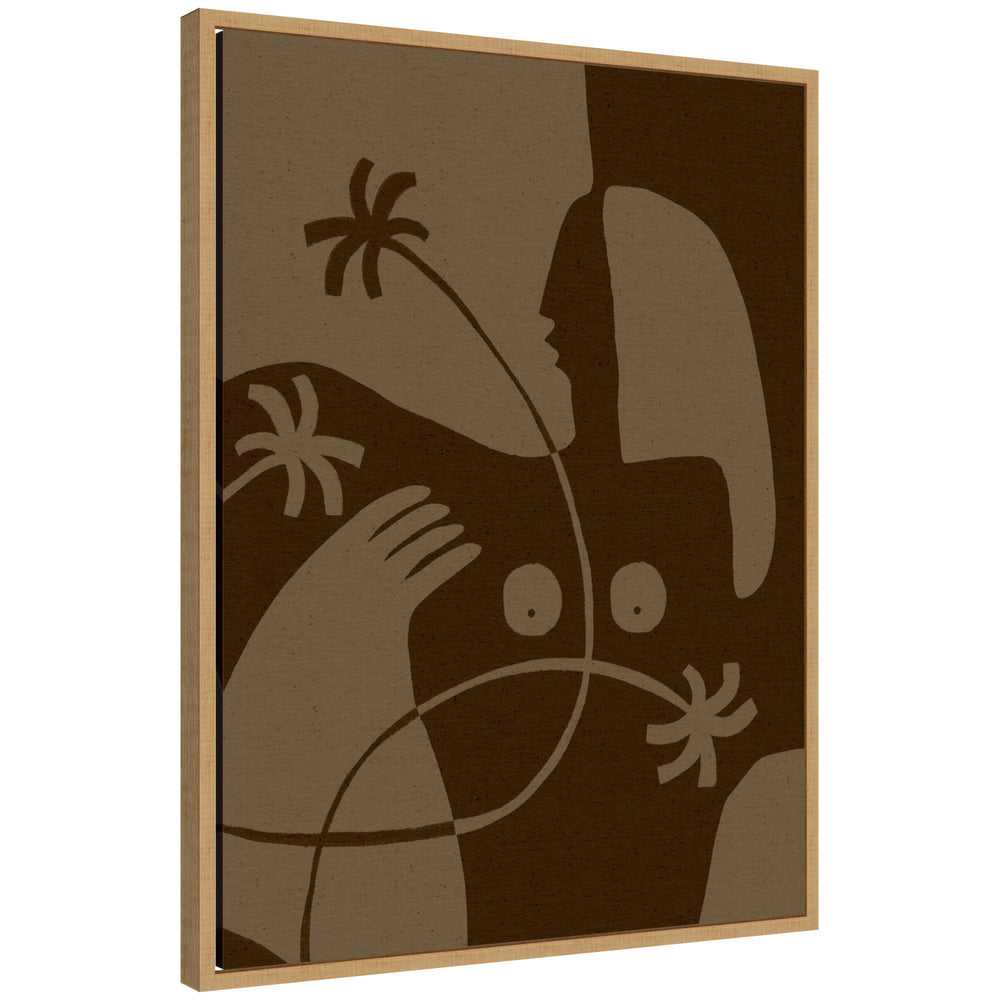 Sylvie The Land Story 6 abstract framed canvas art by Shatha Al Dafai showing flowing shapes in earthy and cool tones.