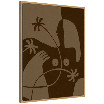Sylvie The Land Story 6 abstract framed canvas art by Shatha Al Dafai showing flowing shapes in earthy and cool tones.