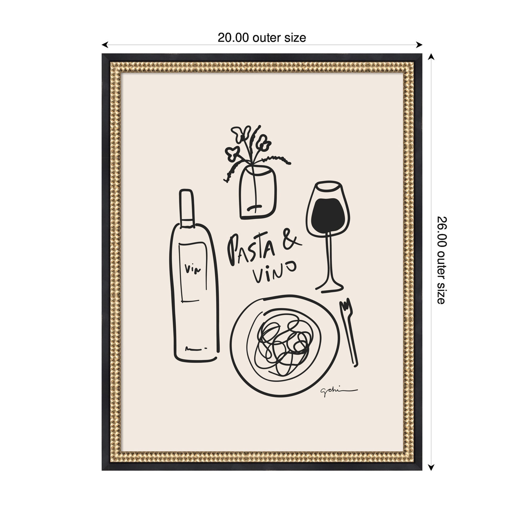 Pasta and Vino by Gabrielly Guedes Framed Wall Art Print