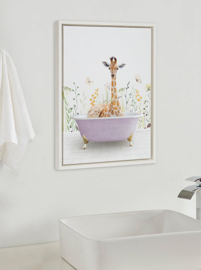 Sylvie Giraffe In Spring Bath Framed Canvas by kateandlaurel - product image 8 for Resin Society