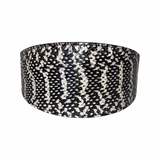 Wide black and white collar with a textured snake pattern featuring alternating bold stripes and small scales, displayed against a white background.