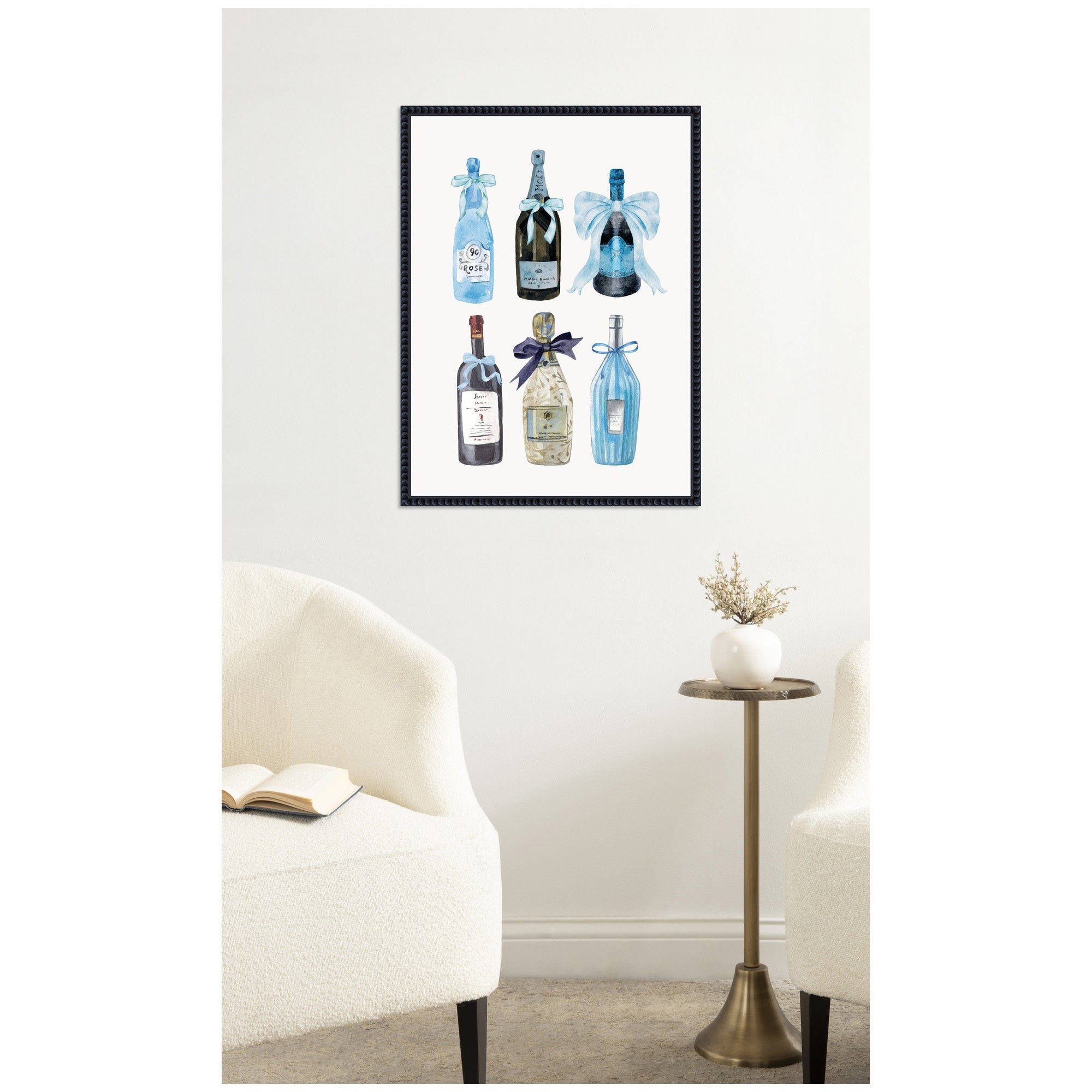 Blue Champagne by Honey Island Studio Framed Canvas Wall Art Print