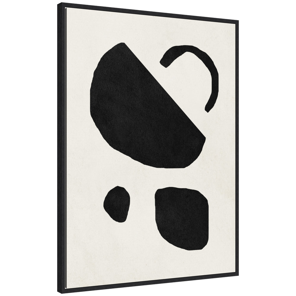 Framed canvas print featuring black geometric abstract art by July Art Prints