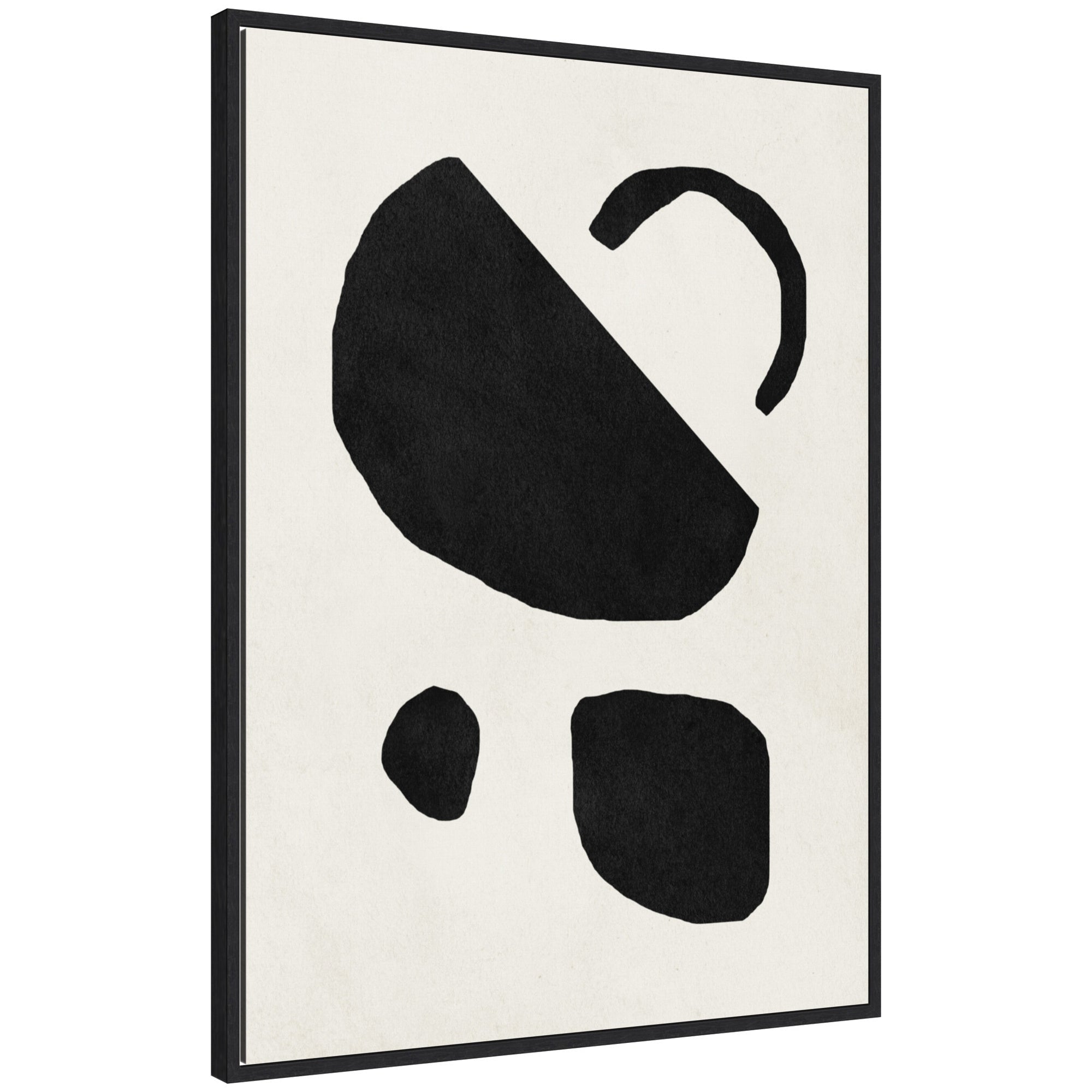 Framed canvas print featuring black geometric abstract art by July Art Prints