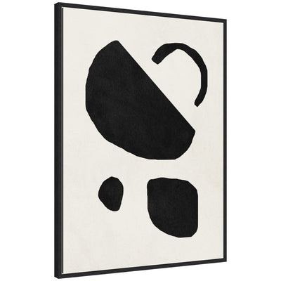 Framed canvas print featuring black geometric abstract art by July Art Prints