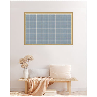 Framed Fabric Pinboard Light Blue Plaid Wall Organization