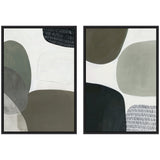 Shape Study No.
1 & No.
2 framed canvas wall art set showing abstract geometric shapes in monochrome with Sylvie black frame