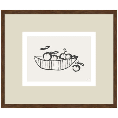 Framed Orange Basket wall art print by Gabrielly Guedes with warm orange and brown tones