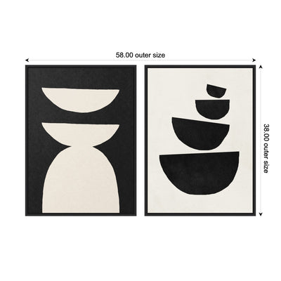 Sylvie White Geometric Abstract and Black Geometric Abstract Framed Canvas Art Set by July Art Prints