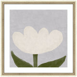 White Tulip framed wall art print by Gabrielly Guedes in a minimalist interior