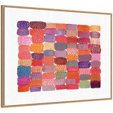 LD Palette Patchwork framed canvas art print showing colorful patterned squares in a natural woodgrain Sylvie frame
