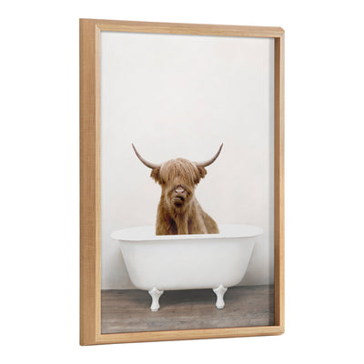 Blake Highland Cow in Tub Color Framed Printed Glass