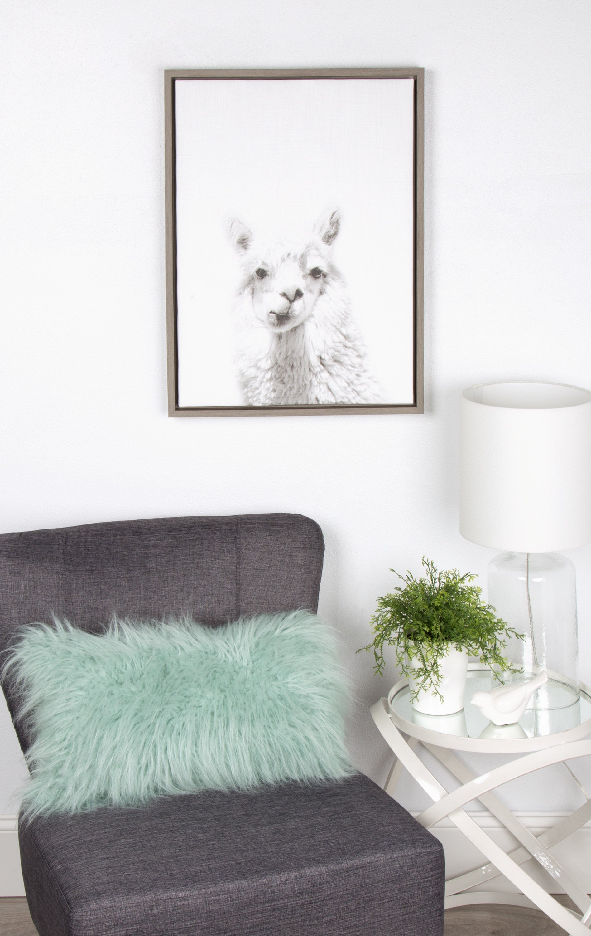 Sylvie Alpaca Framed Canvas by Simon Te of Tai Prints