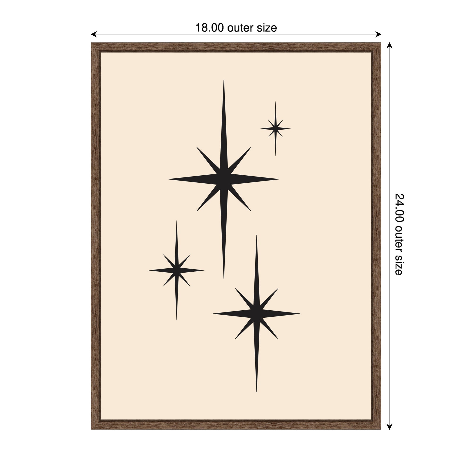 Starburst Retro Set Print 1 of 2 Atomic 70s Style MCM Minimalist by Lucky Guava Framed Canvas Wall Art Print