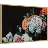 Sylvie Hydrangea Crush framed canvas art showing bright floral hydrangea in a vintage beaded light polystyrene frame