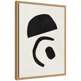 Sylvie Black Geometric Abstract 3 framed canvas showing black geometric shapes on white background in a modern black frame.