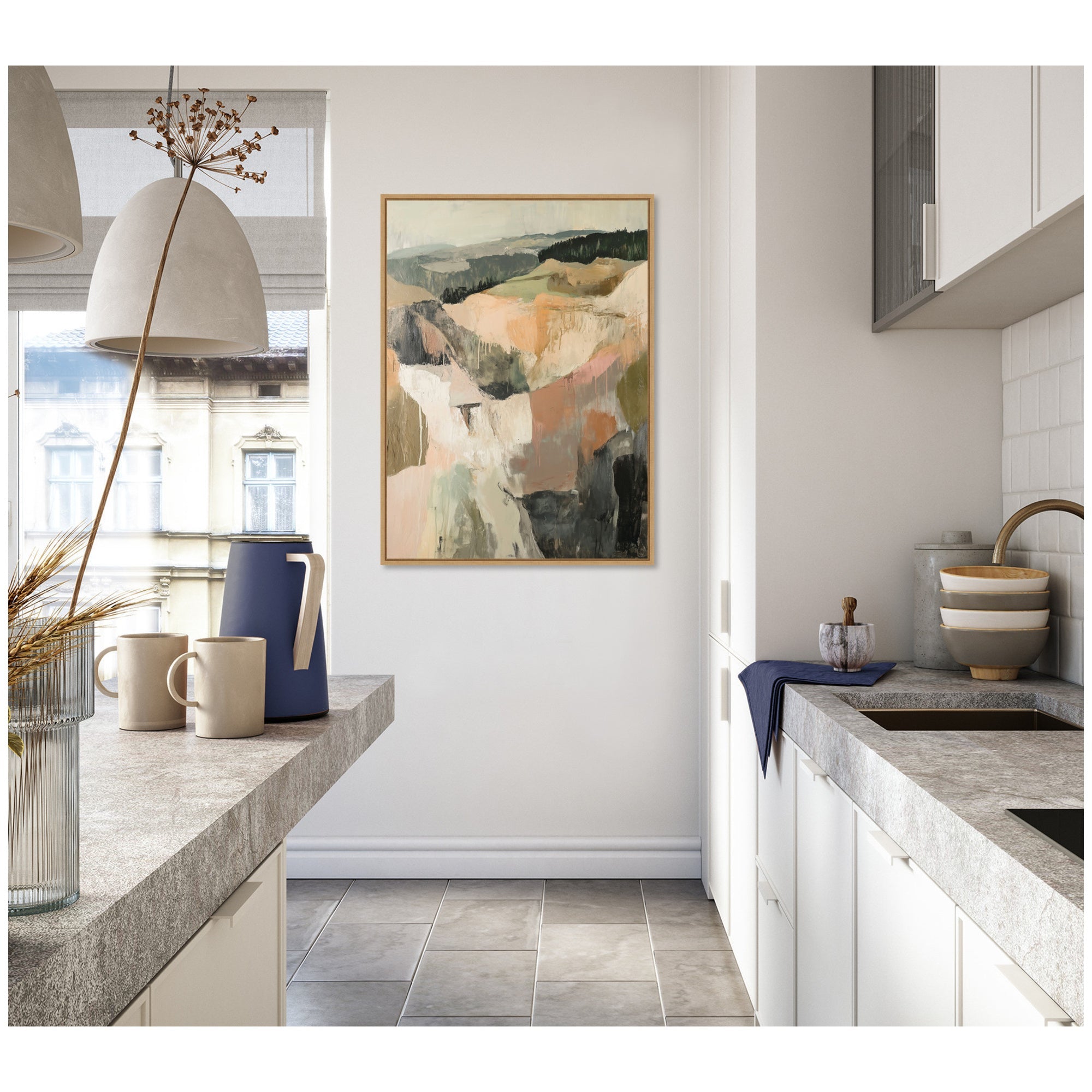 Sylvie Tonal Mountains I Framed Canvas by Amy Lighthall