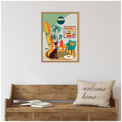 Sylvie MCM Dog Beach Home Framed Canvas by Rachel Lee
