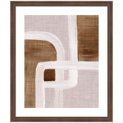 Framed abstract geometric art featuring intersecting lines and earthy tones by Nikita Jariwala