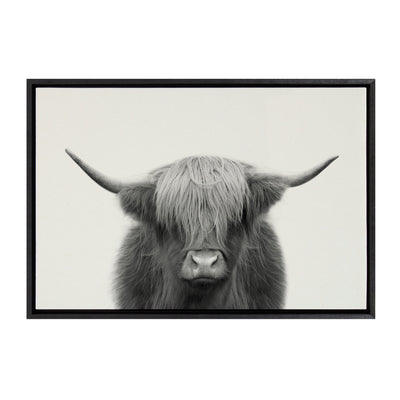 Sylvie Hey Dude Highland Cow Framed Linen Canvas