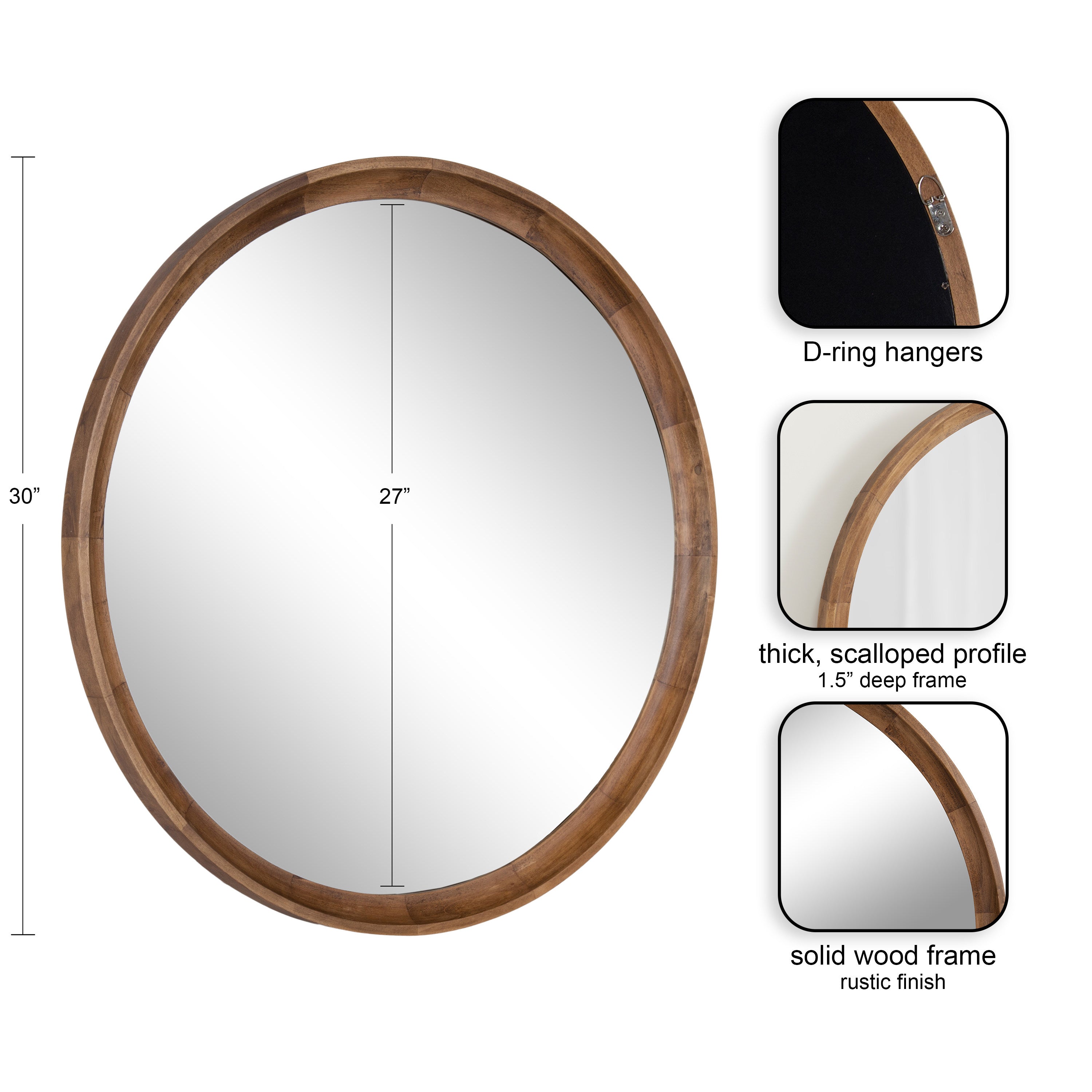 Hatherleigh Round Wood Wall Mirror