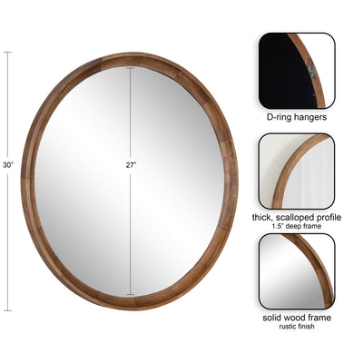 Hatherleigh Round Wood Wall Mirror