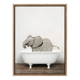 Sylvie Baby Elephant in the Tub Color Framed Canvas