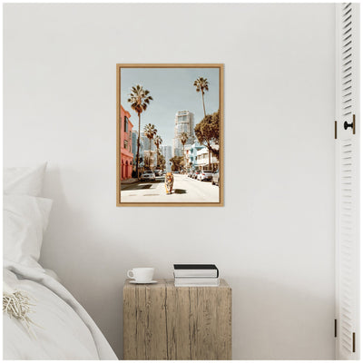 Sylvie California Tiger Roaming through Palm Springs Framed Canvas by Michael Schauer