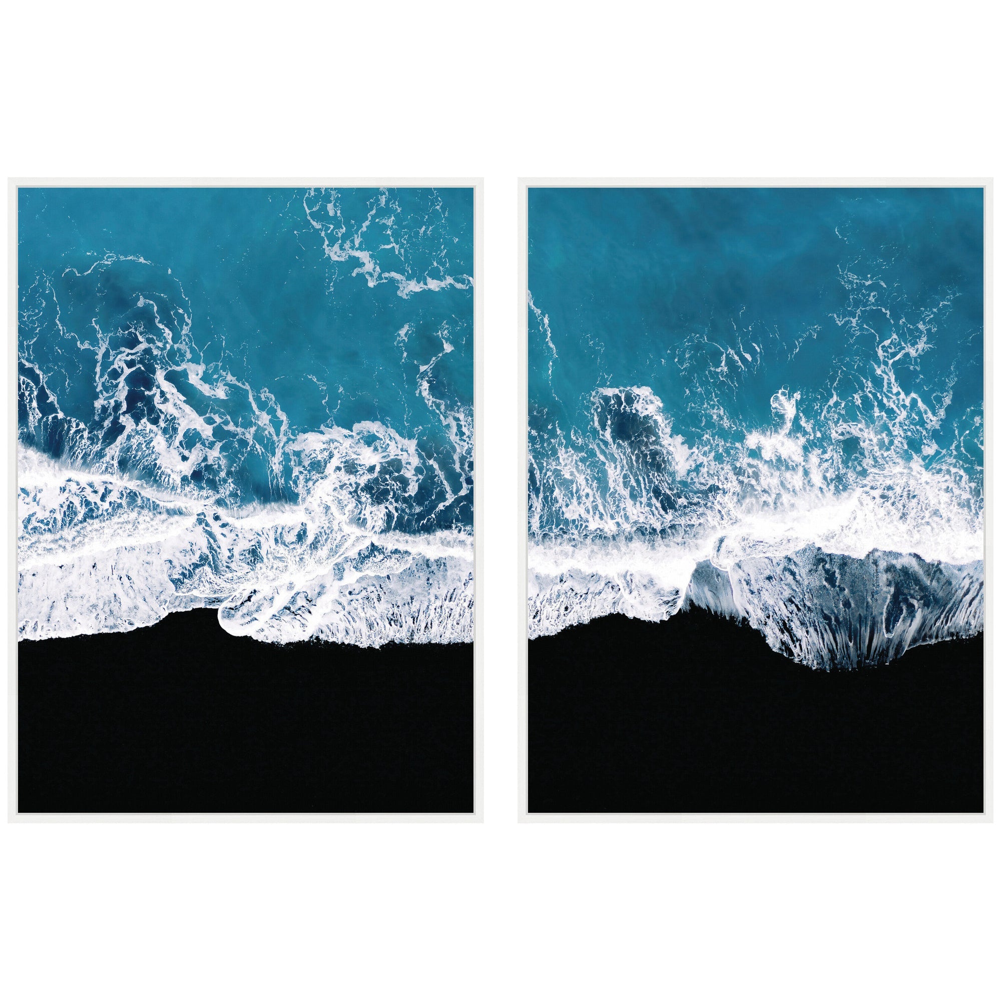 Sylvie Minimalist Ocean Waves on Beach Framed Canvas Art Set by Michael Schauer