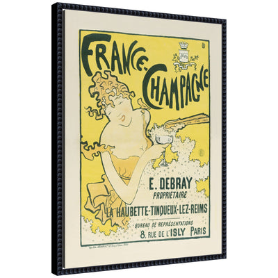 Framed canvas wall art print titled France Champagne 1889 91 Pierre Bonnard showing vintage style illustration in black beaded frame