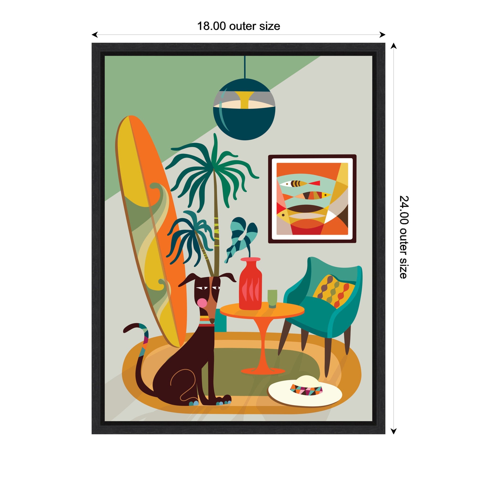 Sylvie MCM Dog Beach Home Framed Canvas by Rachel Lee