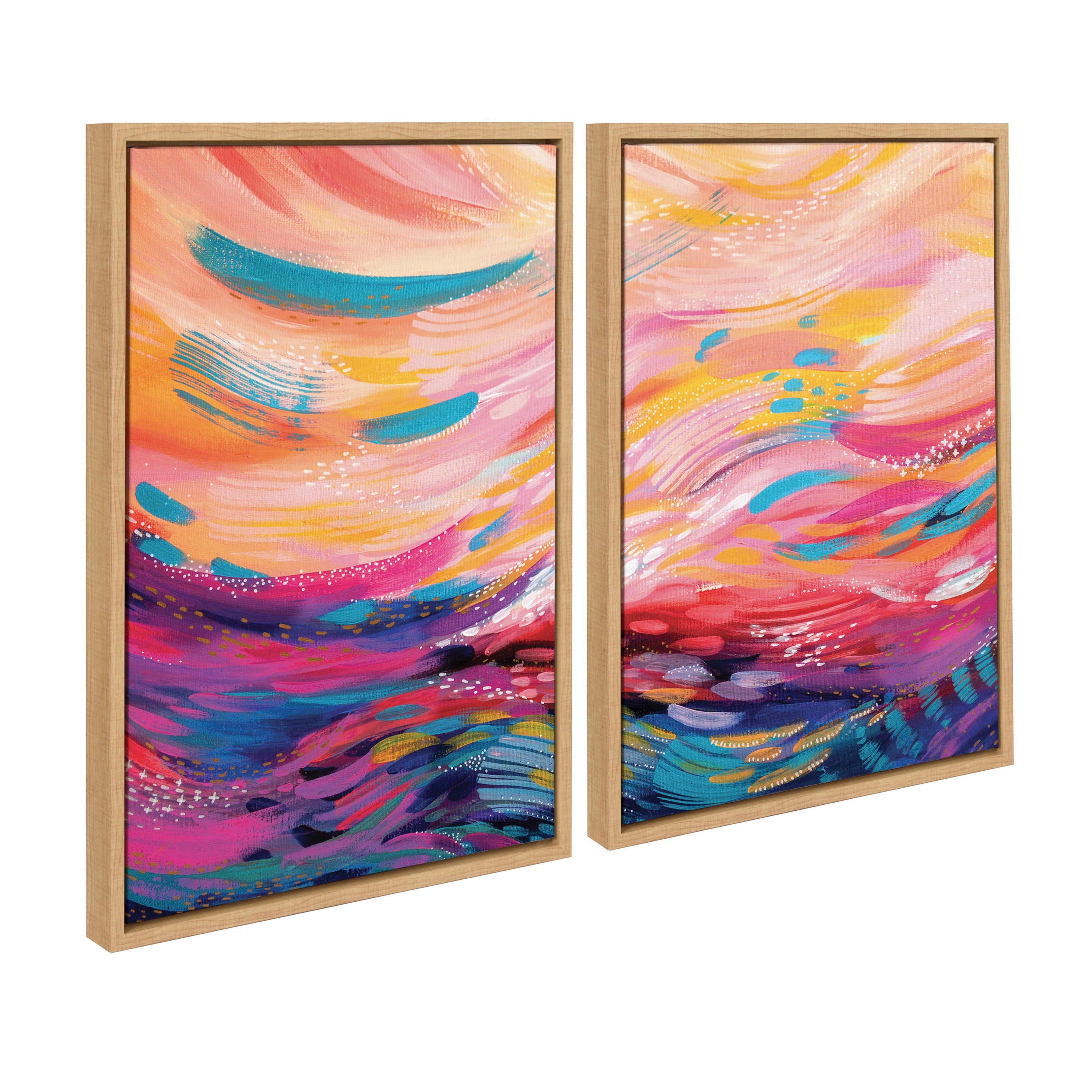Sylvie Brush Strokes 90 Framed Canvas Set by kateandlaurel - product image 10 for Resin Society