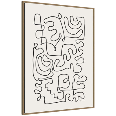 Connected Lines by Gabrielly Guedes framed canvas wall art print in Sylvie designer moulding, shown in a room setting.