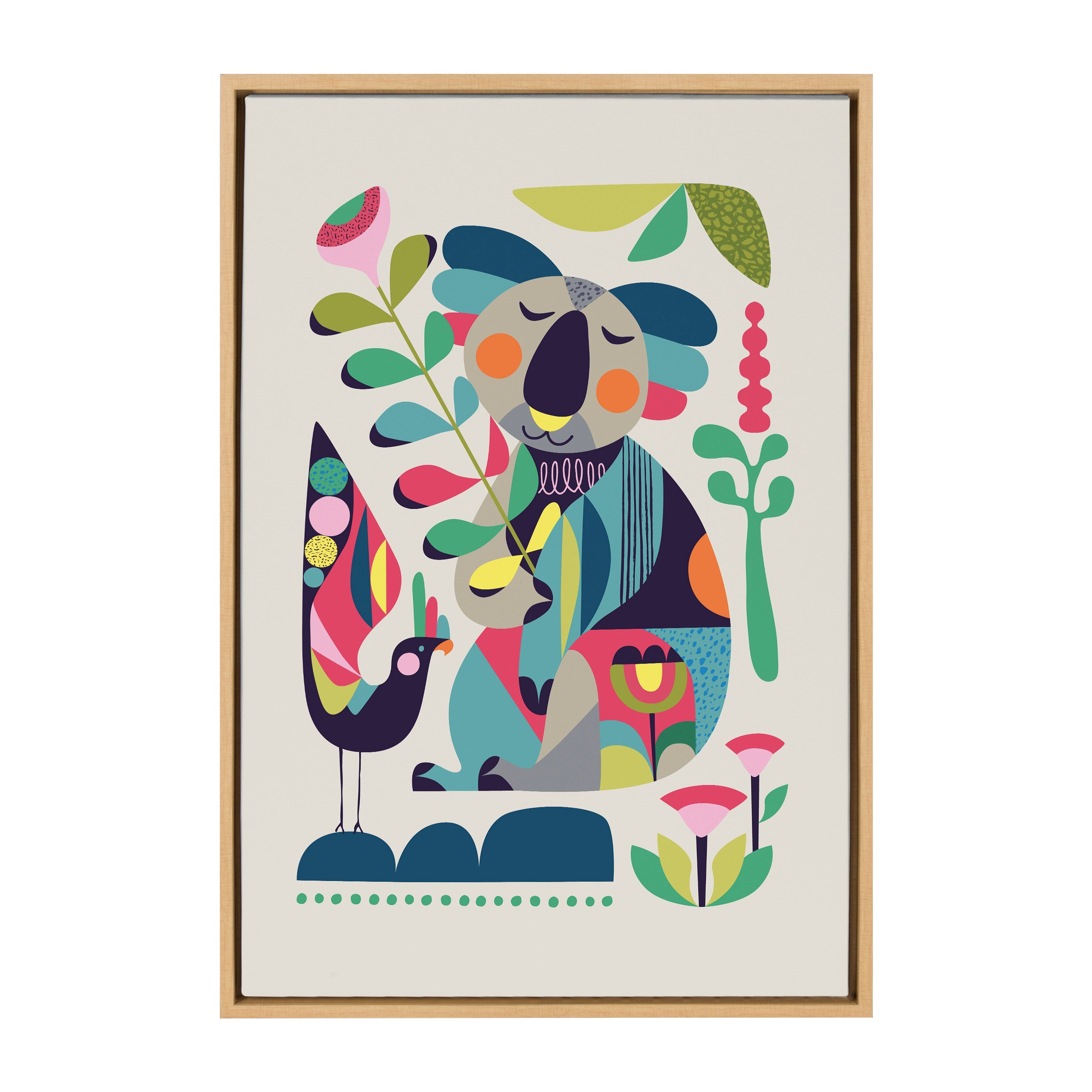 Sylvie Mid Century Modern Koala Framed Canvas by kateandlaurel - product image 20 for Resin Society