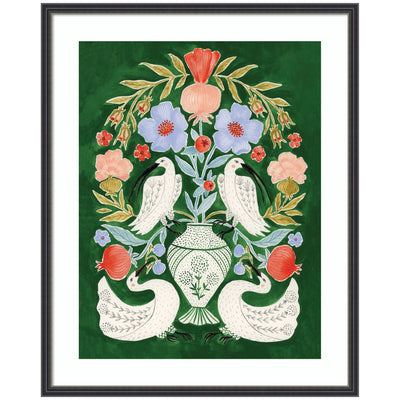 Floral Folklore Ibises and Swan by Jill Labieniec Framed Wall Art Print