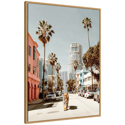 Sylvie California Tiger Roaming through Palm Springs Framed Canvas by Michael Schauer