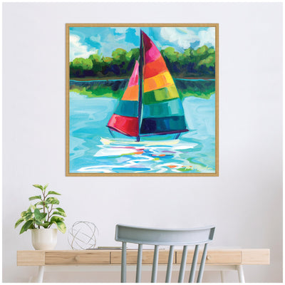 Sylvie Sunday Sailing Framed Canvas by Rachel Christopoulos