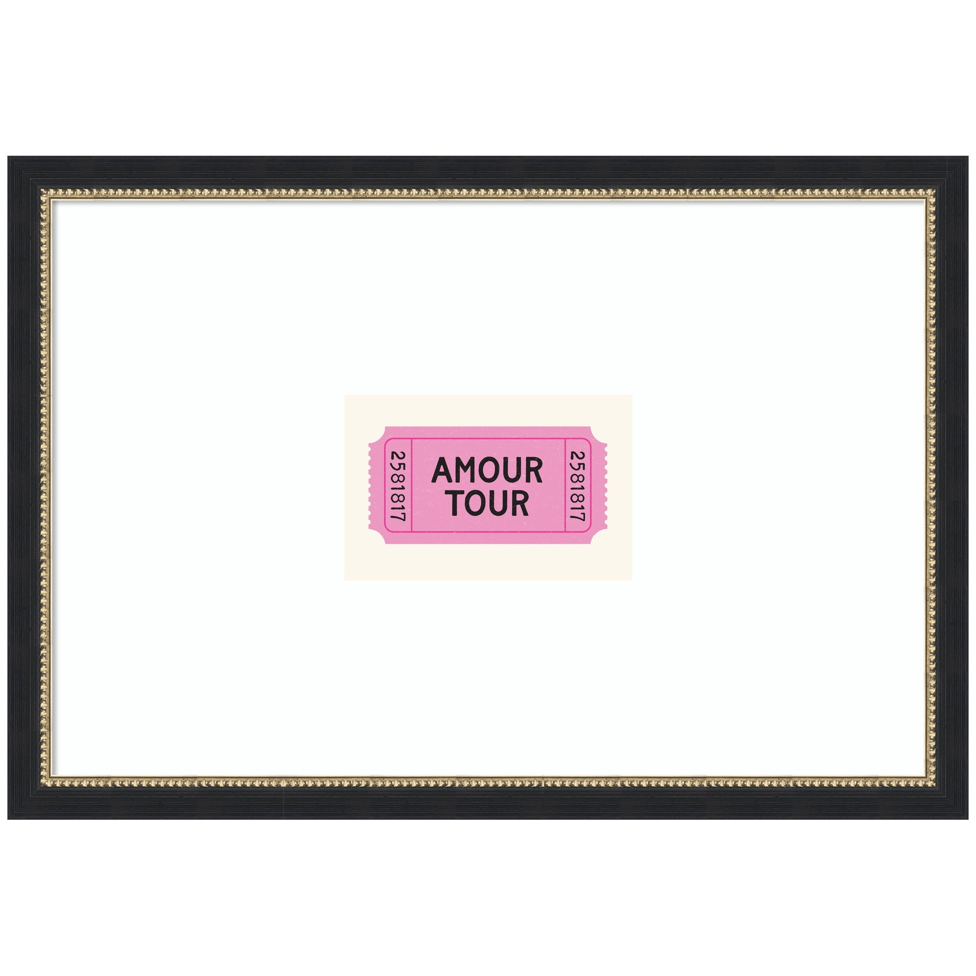Framed Pink Poster Retro Ticket Print featuring Amour Tour Dopamine design by Lucky Guava