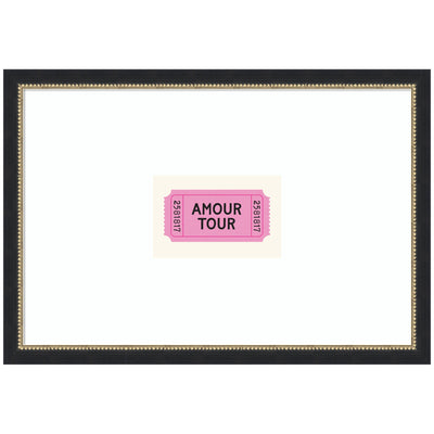 Framed Pink Poster Retro Ticket Print featuring Amour Tour Dopamine design by Lucky Guava