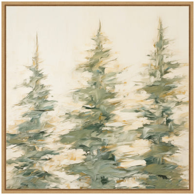 Sylvie Evergreen Trees Abstract Framed Canvas by The Creative Bunch Studio